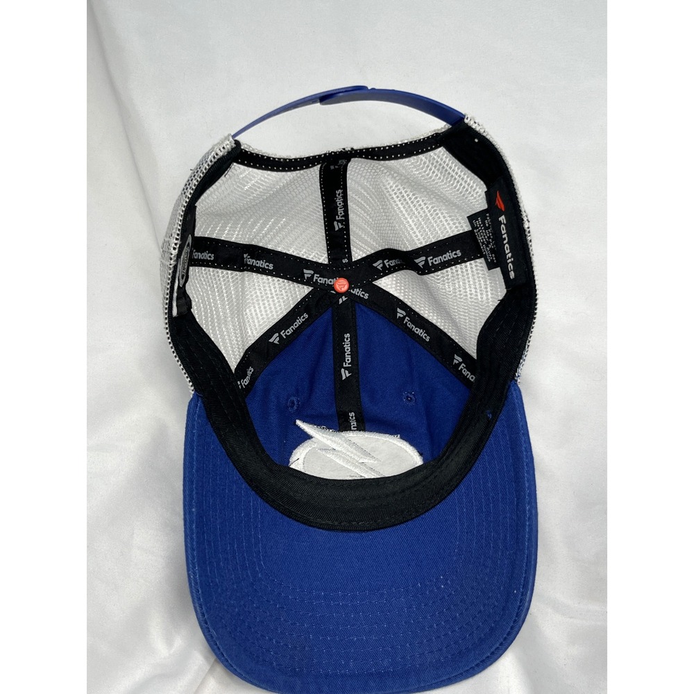 Fanatics Tampa Bay Lightning NHL Trucker Hat Blue White Mesh Snapback Cap 2018 - Picture 5 of 10